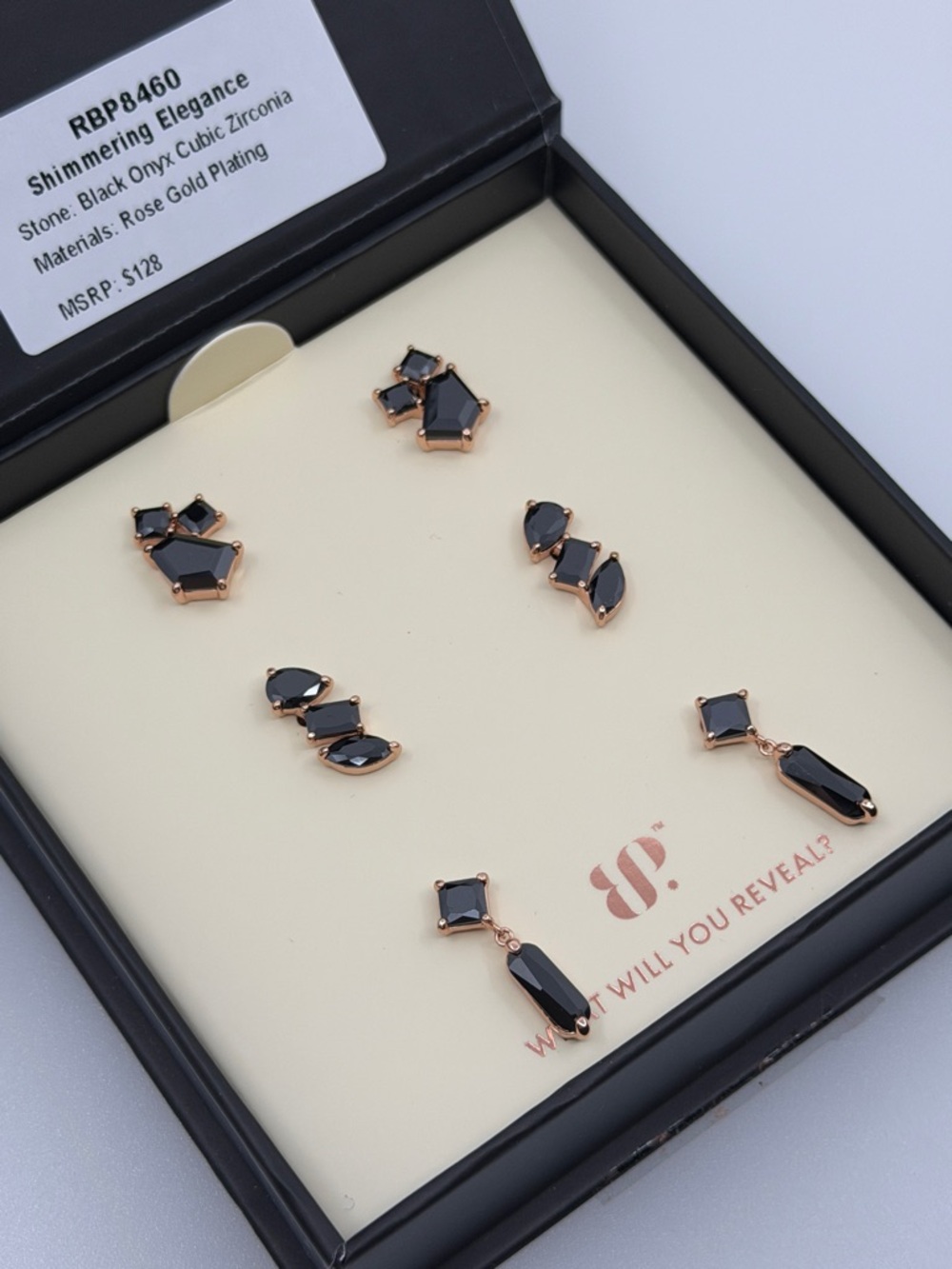 Bomb Party Simply Studs Classic Edition - Rose Gold and Black Onyx